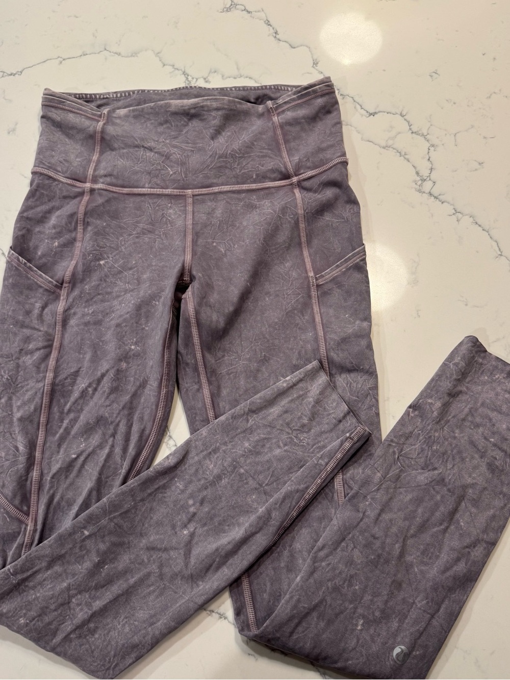 lululemon fast & free Purple Marble-Effect High-Rise Leggings with pockets